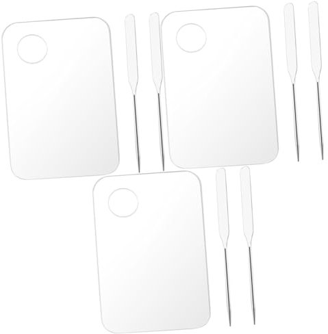FOMIYES 3sets Paint Tray Makeup Foundation Mixing Plate for Painting Palette Spatula for DIY Crafts and Nail Art Prep