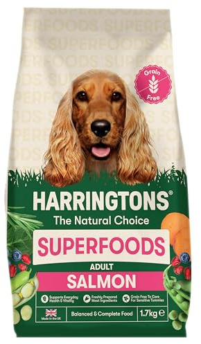 Harringtons Superfoods Complete Grain Free Dry Adult Dog Food Salmon with Veg 1.7kg (Pack of 4) - Made with All Natural Ingredients (Packaging may vary)