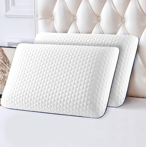 Bedbric 100% Memory Foam Pillow 2 Pack - Cooling Gel Infused Orthopedic Support for Neck Pain - Cervical Memory Foam Pillows pack of 2 for Side Sleepers, Stomach and Back Sleepers.