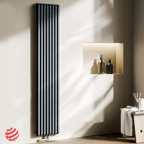 EMKE D-Form Design Heizkörper 1800x348 mm, Vertikal Flachheizkörper mit Mittelanschluss, Doppellagig Wandheizkörper Anthrazit 1611W