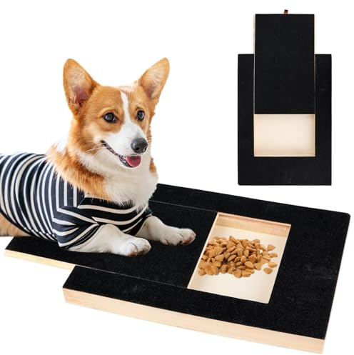 Scratching Board for Dogs with Treat Box 35 x 25 x 3 cm, Stress-Free Scratching Board for Dog Claws, Sandpaper Board, Scratch Board Dog for Nails, Alternative to Claw Grinder for Dogs/Claw Scissors