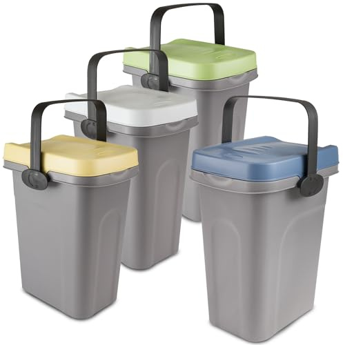 4x7L Windeleimer Geruchsdicht Blau Gelb Grün Weiß Küche Bio Mülleimer Eimer