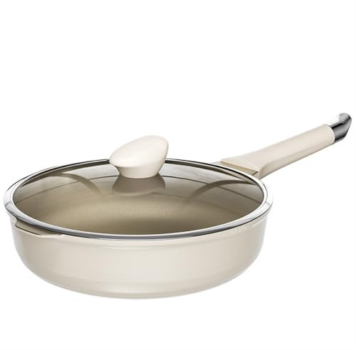 FEBSDHSMI Nonstick Deep Frying Pan Skillet with Lid,Nonstick Saute Pan with Glass Lid, Deep Frying Pan with Handle(28cm)