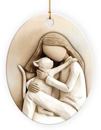 VeryHomy 2026 Cat Christmas Ornament - 3D Relief Ceramic Ornament for Christmas Tree - Cat Lover Gifts for Women, Girls, Pet Owners - Holiday Keepsake & Xmas Gift Exchange Idea