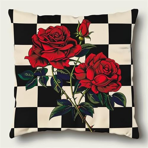 kitphoenix Knüpfkissen Zum Selber Knüpfen Knüpfen Set Knüpfteppiche Set Rose Knüpfkissen Set für Anfänger Erwachsene oder Kinder zum Selber Knüpfen,DIY Knüpfteppich Knüpfpackung 43 X43 Cm