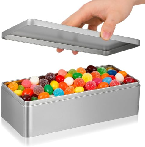 Cabilock Metall Blechdose Mit Deckel Rechteckige Aufbewahrungsdose Teeblätter Weißblechbehälter Für Den Täglichen Gebrauch -23,5 x 11 x 6,5 cm