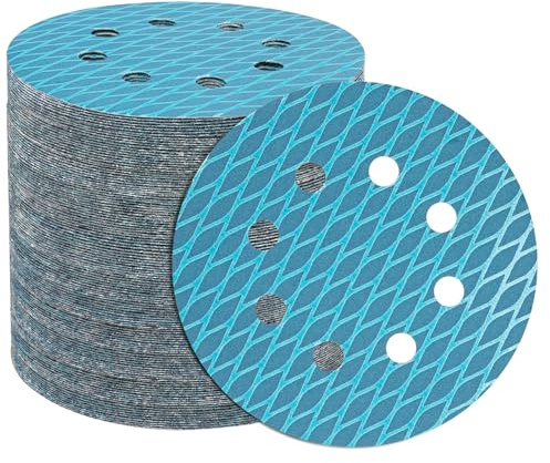 STEBRUAM 64 Pcs Discos de Lija 125mm 8 Agujeros Lijas 400 Grano | 5 Pulgadas Circonio Papel de Lija Papeles de Lija Hook and Loop para Lijadora Orbital Aleatoria