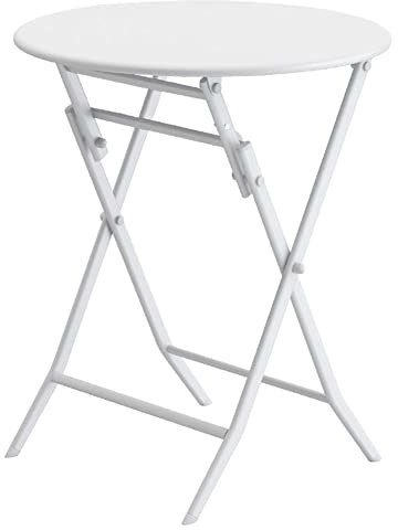 Tavolo pieghevole per esterni, rotondo, quadrato, multifunzione, semplice, per cortile, giardino e bistrot, 9 opzioni di colore (bianco, 60 x 60 x 72 cm)