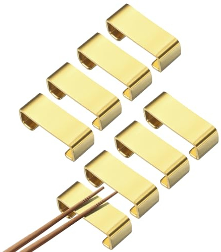 sourcing map 8pcs 304 Stainless Steel Chopstick Rest, Flat Chopstick Stand Holder Knife Rest for Countertop Holding Chopstick Spoon Forks Knife Tabletop Decoration, Gold