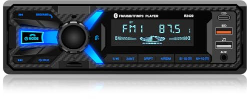 RDS Autoradio Bluetooth mit Typ-C-Ladeanschluss, Wistrue FM/AM Autoradio 1DIN Unterstützt 2USB/AUX/SD/TF/EQ/DSP/MP3 Player