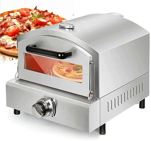 Four à Pizza Multicombustible, Four à Pizza ExtéRieur, Portable Et Au Gaz Avec ThermomèTre, Tuyau à Gaz Et Pierre à Pizza, Chauffe Jusqu'à 1000°F