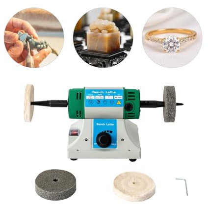 NGBFF Rock Tumbler Kit, Machine de Polissage, rectifieuse de Tour de Bureau, Table de Polissage de Bijoux en métal Jade, Moteur de Polissage réglable à Vitesse Variable,Outils de Bricolage