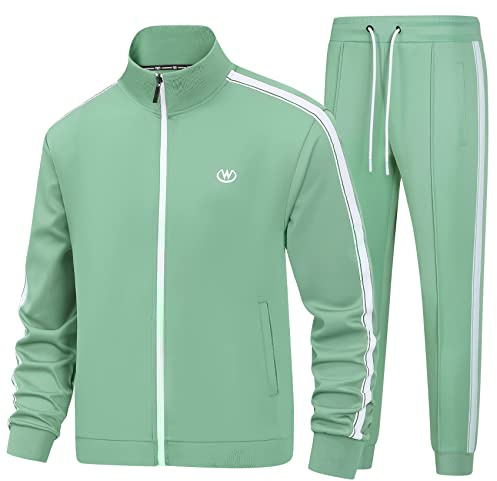 BASICDOT träningsoverall herr set joggingdräkt herr sportdräkt långärmad fritidsoverall herr tracksuit, Ljusgrön, L