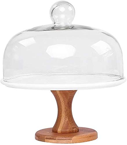 Hotel Dessert Table Wedding Banquet Cheese Dome Ceramic Cake Pan Multifunction Kitchen Tray Dessert Display Stand (Color : Tray+Cover Size : 8 inches) (Tray+Cover 8 inches) (Tray+c