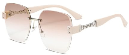 EJDHA Rimless Chain Sunglasses Women UV Protection Oversized Fashion Shades