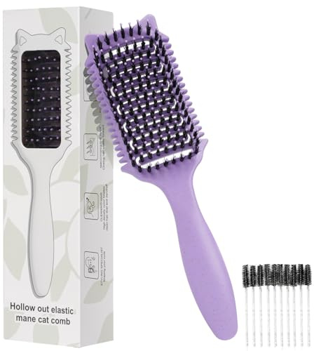 Sexyhot Lockenbürste, Hair Brush, Haarbürste, Profi-Entwirrungsbürste, Locken mit Zinken definieren, glattes Entwirren Stylingbürste Reduzieren Sie das Ziehen mit 50 Reinigungsbürste (Lila)