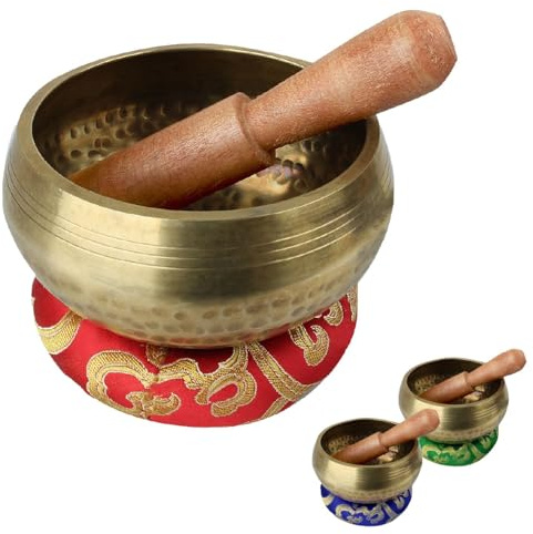 Vivezen - Kit de bol chantant tibétain de méditation avec coussin et maillet - Diam 10 cm - Plusieurs coloris