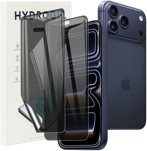 KUSINHOKA Protector Pantalla de Privacidad para iPhone 17 Pro MAX, [2 Piezas] Anti-Espía Hidrogel Flexible Full Cobertura Película Protectora, Anti-arañazos Film Protector para iPhone 17 Pro MAX