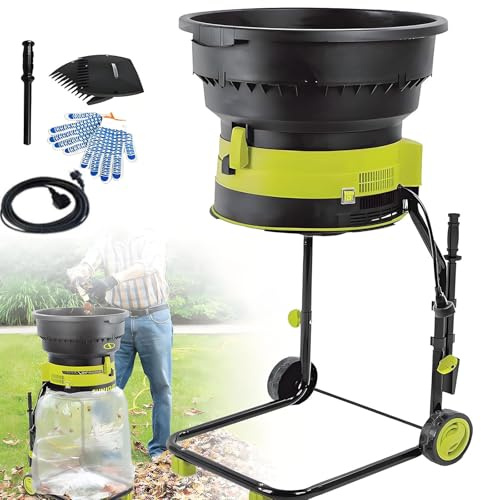 Electric Leaf Mulcher 2500W Garden Shredder with Wheels, Electric Chipper for Yard Cleanup and Composting, 8000rpm, 20m Power Cord