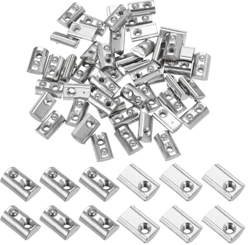 PATIKIL M3 Half Round Roll in Spring t Nuts, 100 Pcs 2020 Series Carbon Steel t Slot Spring Nuts for 6mm Aluminum Extrusion Profile 3D Printer DIY Tools Furniture Assembly, Silver