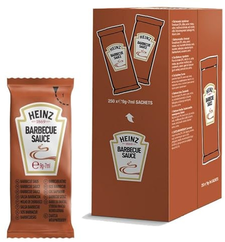 Confezione per Heinz Salsa Barbecue, 250 Bustine Monodose, 7ml per Bustina
