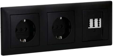 Busch-Jaeger balance® SI Telefon- & Steckdosen-Set 3-fach Schwarz matt