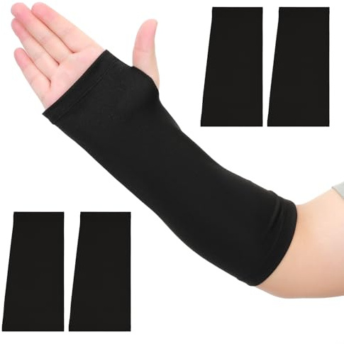 Prasacco 4er-Pack Armstulpen Damen,Arm Warmers Armlinge Damen Radsport Stulpen Arm Sleeves Arms Sleeve Elastische Kurzgipsabdeckungen Armschutz Armstrumpf Armstulpen Herren Waschbarer Bezug(Schwarz)