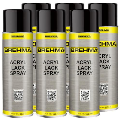 BREHMA 6x Acryl Lackspray Ral 9005 Schwarz glänzend Lack Farbe Sprühfarbe 400ml
