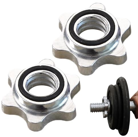 Weight Collars - 2 Spin Lock Collars, Dumbbell Hex Nuts, Weight Bar Clamp 1 Bar | Heavy Duty Cast Iron Barbell Clip for Dumbbell Weightlifting Safety Locking Collar Equipment Home Training