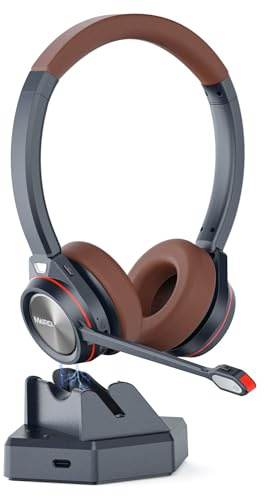 MAIRDI Bluetooth Headset with Microphone for PC, 40H Playtime,Wireless Headset Noise Canceling for Office Work Telephone Call Center Teams Zoom Skype Conference