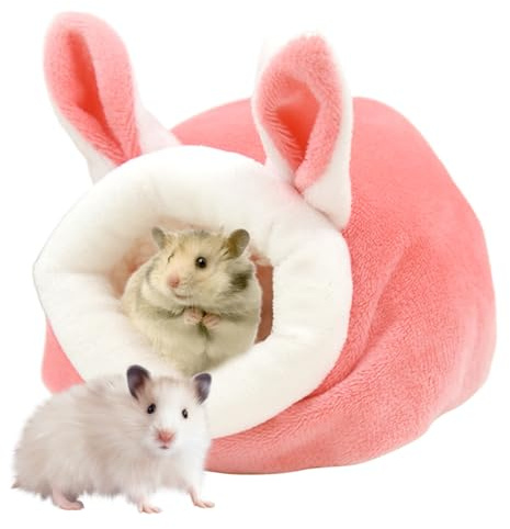 Hamsterhus med kaninöron – litet husdjur gömställe, vintersängkläder | plysch chinchilla-bur tillbehör avtagbart sovbo för kallt väder komfort vila lek avslappning leksaker djur