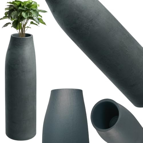 FEINZ Blumentopf EPOCCO 30x90 cm Graphit | Übertopf, hoch, rund, antikes Design, Amphoren, Einsatz, Garten, Balkon, Innenbereich, langlebig