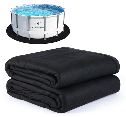 TezhiIe 350g/M² Thicker Round Pool Liner Mat, Above Ground Pool Pad, Prevents Weeds, Puncture Protection, Durable Geotextile Material, Puncture Protection, Extend Liner Life, 14ft & Smaller (13.94ft)
