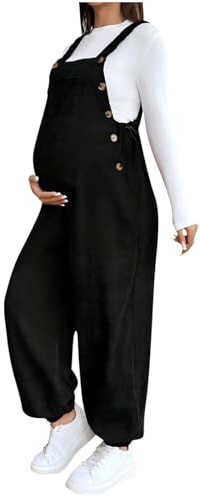 Umstands-Overall Cord Latzhose Schwangerschaft Verstellbare Träger Umstandsoveralls Lockere Freizeit Umstandshose Modisches Jumpsuit Trägerhose mit Taschen Cord-Overall für Schwangere