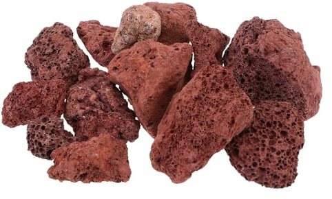 TOYANDONA Pierre Volcanique Filtrante pour Aquarium 500 G, Décoration et Cachette Naturelle pour Poissons, Matériau Sûr pour Eau Douce et Salée, Ornement Aquariophile Rouge Foncé, Gravier