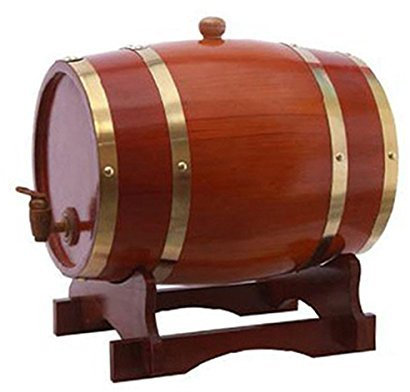 Whiskey Barrel Dispenser 3L Wood Oak Wine Barrel Decanter for Storage Age Your Beer Spirits Whiskey Rum Port Bourbon Tequila Liquor (Chocolate)