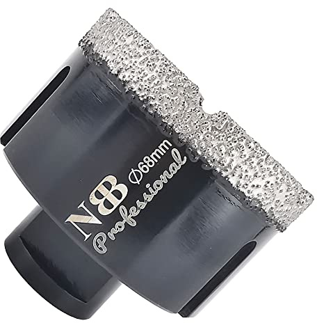 NBB Scie cloche diamant brasé sous vide avec M14, pour le forage à sec ou humide de manière professionnelle sur porcelaine dure, céramique, carrelage, granit, pour meuleuse d'angle (Dia.68mm)