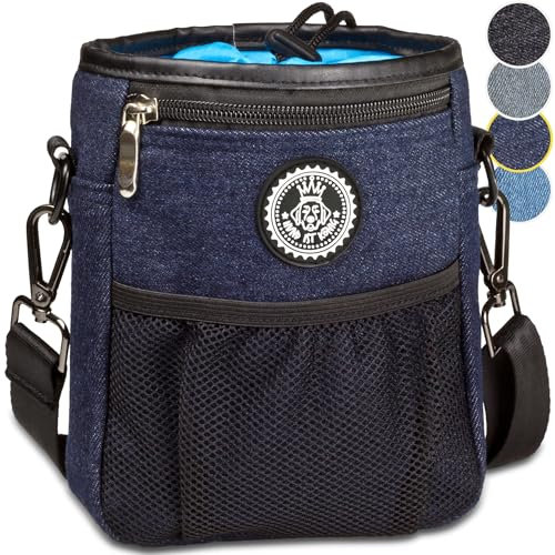 HUND IST KÖNIG Premium Leckerlibeutel für Hunde - der Alleskönner - Robuster Futterbeutel Hunde mit viel Stauraum für das Gassigehen & Hundetraining - mit Kotbeutelspender & Trainings-Ebook