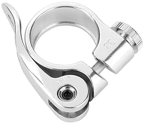 VGEBY1 Sattelstützenklemme, Fahrradklammerbolzen Aluminiumlegierung Sattelstützenklammer Fixed Gear (Silber)