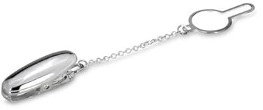 Serviettenhalter Clip versilbert 9 cm - eleganter Serviettenclip aus Metall, anlaufgeschützt & poliert, mit Kette, praktische Serviettenhalterung für Picknick, Buffet & Geschenkidee
