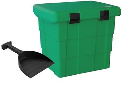 DAKEN Contenitore per spargere con pala, 108 l, verde, scatola per sale, sandbox, contenitore, contenitore per pick-up, scatola per sale, servizio invernale con pala