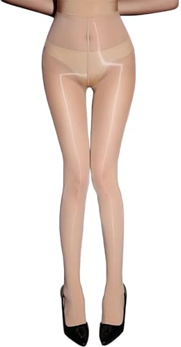HTRUIYATY 5D Damen Strumpfhose Glänzend Öl Strumpfhosen Hohe Taille Reißfest Stützstrumpfhosen für Frauen
