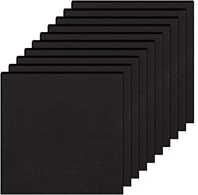 Lot de 10 feuilles acoustiques en mousse EVA haute densité à cellules fermées Noir 200 mm x 200 mm Épaisseur 3 mm