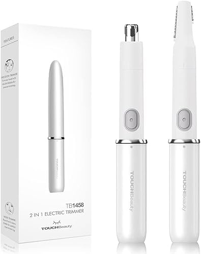 TOUCHBeauty Augenbrauentrimmer, Nasen Ohr Trimmer, 2 in 1 Präzision Elektrischer Haarentferner, Schmerzlos für Gesicht Kinn Lippen Hals Bikini-line Achselhöhle Weiß