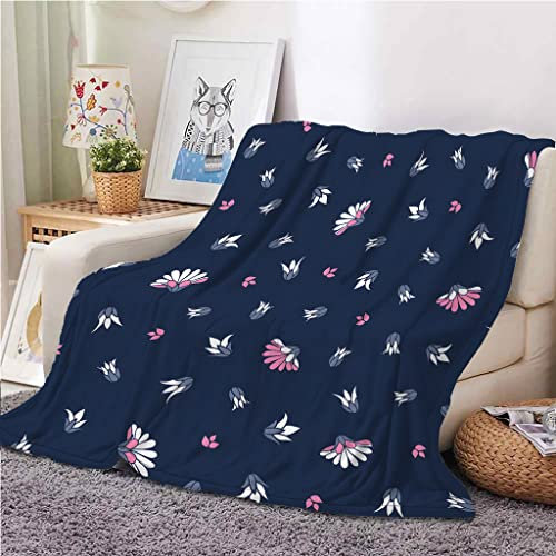 SJSXWQN Kuscheldecke Blaue Chrysantheme Kuscheldecke Flauschig für Couch und Bett Weich Warme Mikrofaser Wohndecke Fleecedecke als Tagesdecke Sofadecke Couchdecke - 150x200 cm
