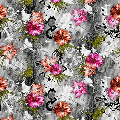 HEKO PANELS Stoff Oxford Wasserdichte Meterware Canvas-Stoff Polyester Stoff Zum Nähen Nähstoffe Möbelstoffe Dekostoffe Handwerken Wasserabweisend Blickdicht Blumen 1 Meter 155 x 100 cm, (DX1355)