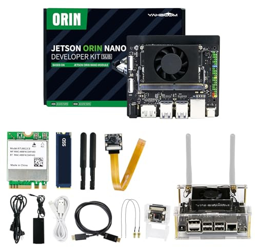 Yahboom Jetson Orin Nano Super 8GB Camera Advanced Kit,67 Tops,256G SSD | IMX219 CSI Camera+Jetson Case +Development Board Ubuntu 22.04 ROS2 Data