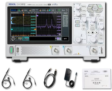 RIGOL Oszilloskop,DHO812 Tragbares Digitales Oscilloscope,100MHz Bandbreite,2 analoge Kanäle,12bit vertikale Auflösung,niedriges Grundrauschen,Unterstützung für mobile Netzteile