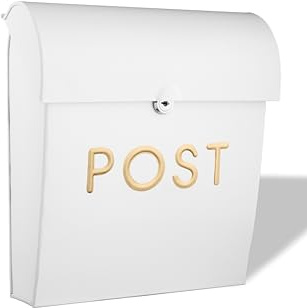 ACL Briefkasten zur Wandmontage, moderner Briefkasten, abschließbar mit Schlüsseln, Briefkasten für Zuhause, weißer Briefkasten mit 2 Schlüsseln, halten Sie Ihre Post sicher