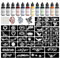 PFARRER Kit Tatuaje Temporal Adulto Tattoo Personalizado 12 Botellas Color 49 Piezas Grandes Tatuajes Temporales Falsos DIY